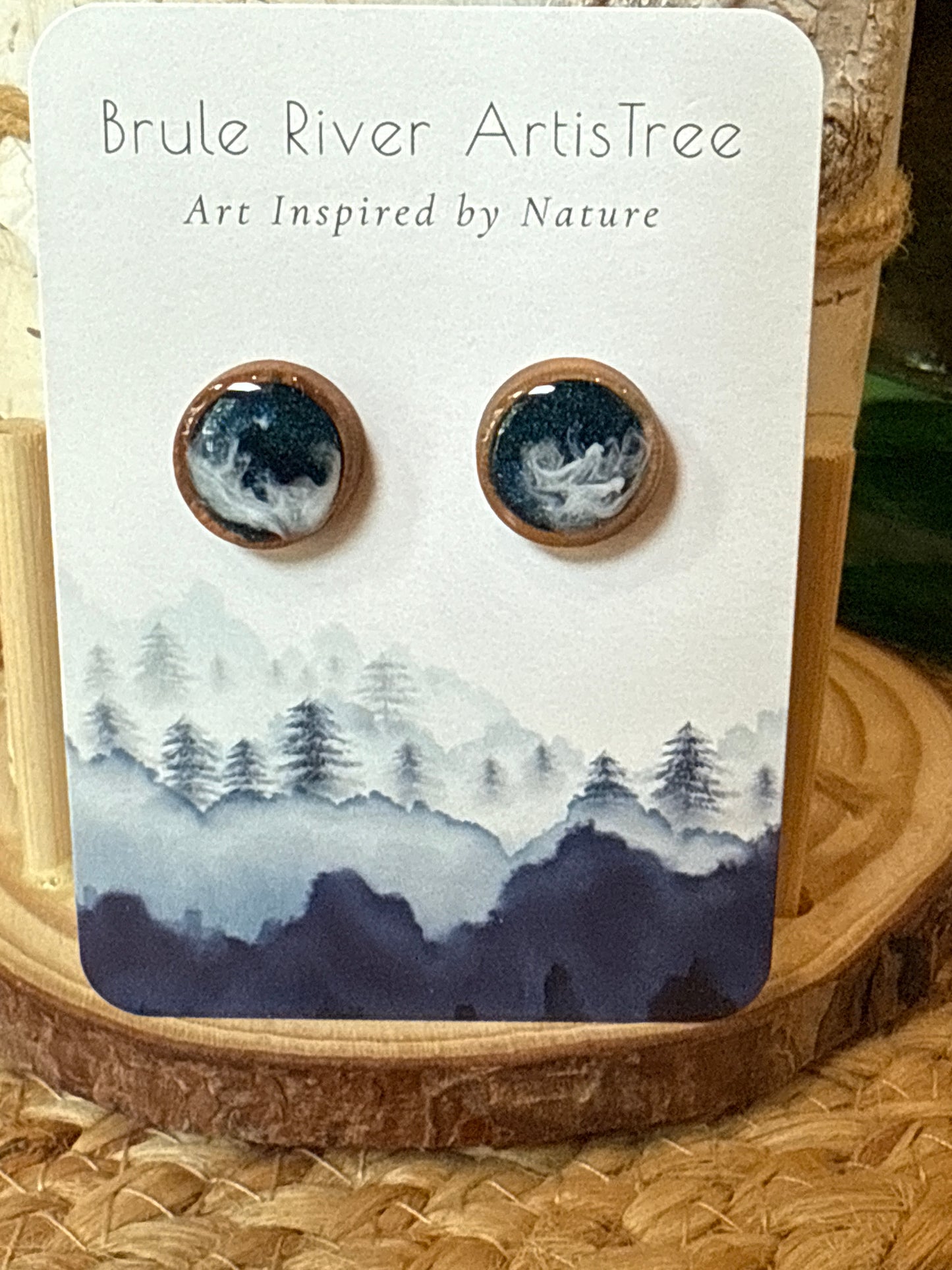 Wakes and Waves Wood Stud Earrings